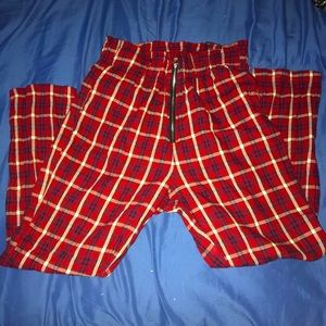 90S Plaid High waist Trousers.